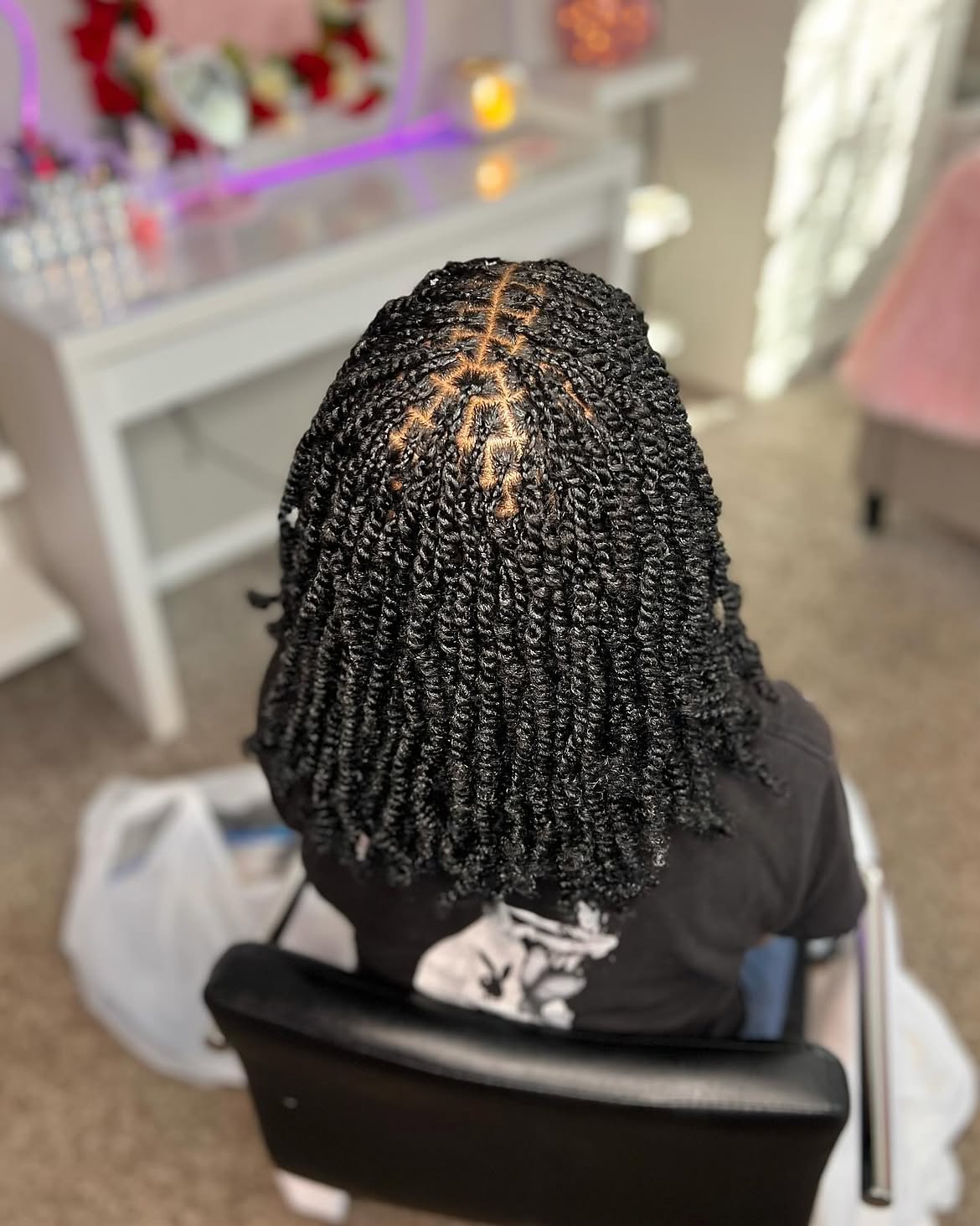 Classic Shoulder Length Jet Black Mini Twists
