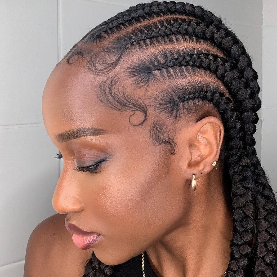 Classic Sleek Cornrow Braids With Laid Edges