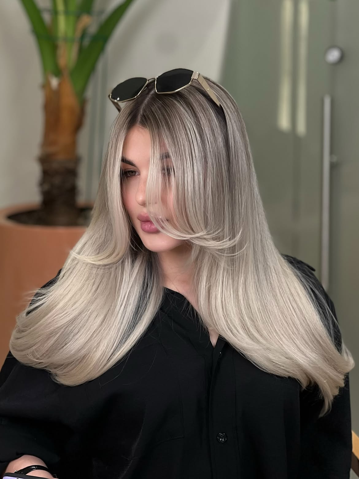 Cool Ash Blonde With Soft Smudged Shadow Root