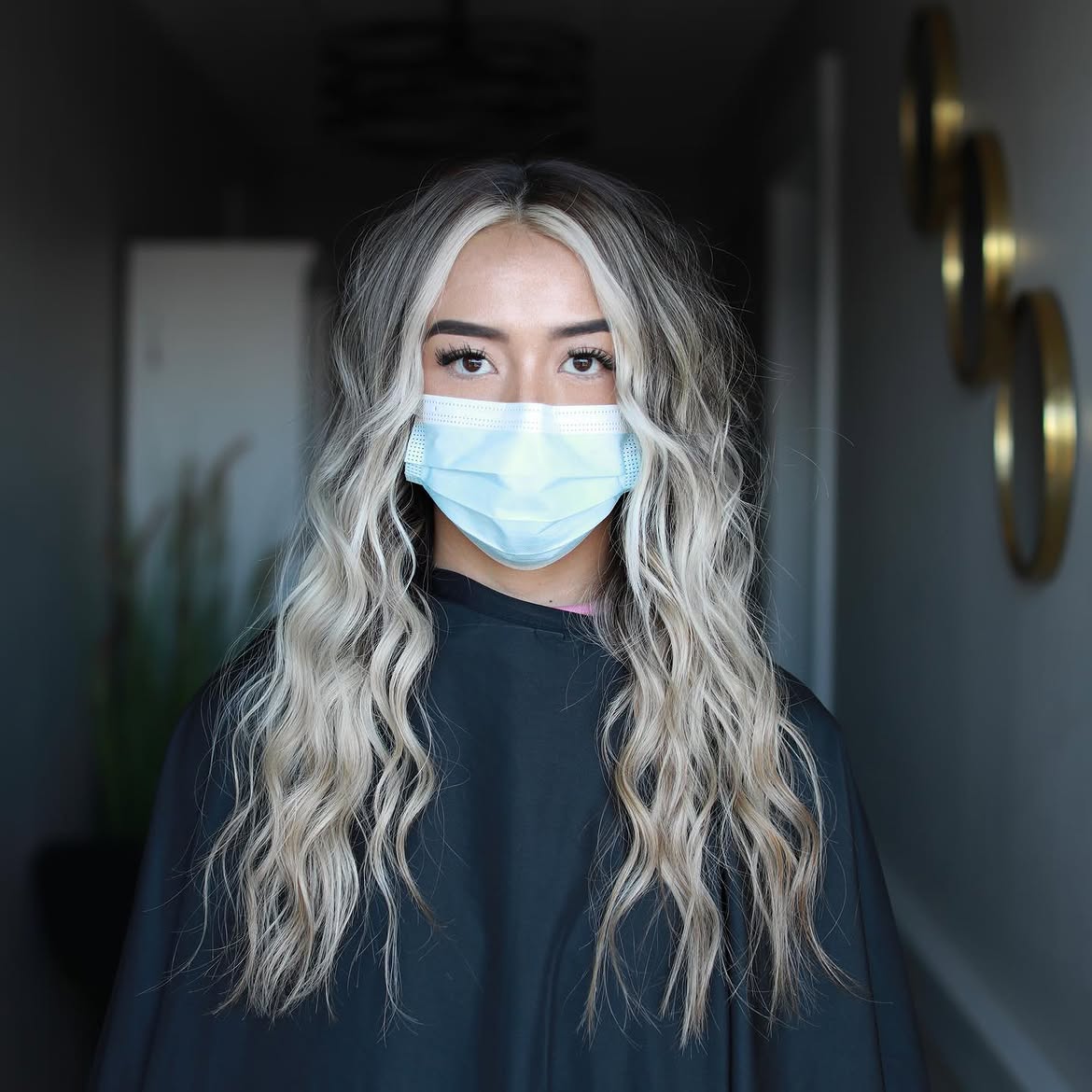 Cool Toned Platinum Blonde Waves With Bright Money Piece