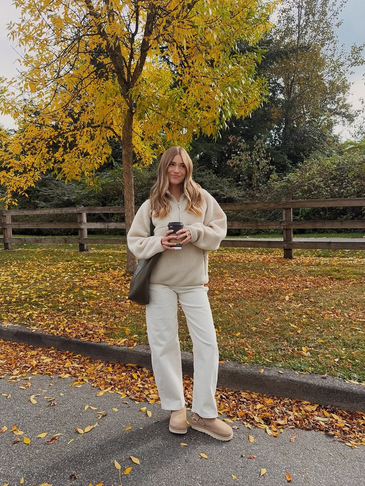 Cozy Cream Fleece Pullover With Wide Leg Pants