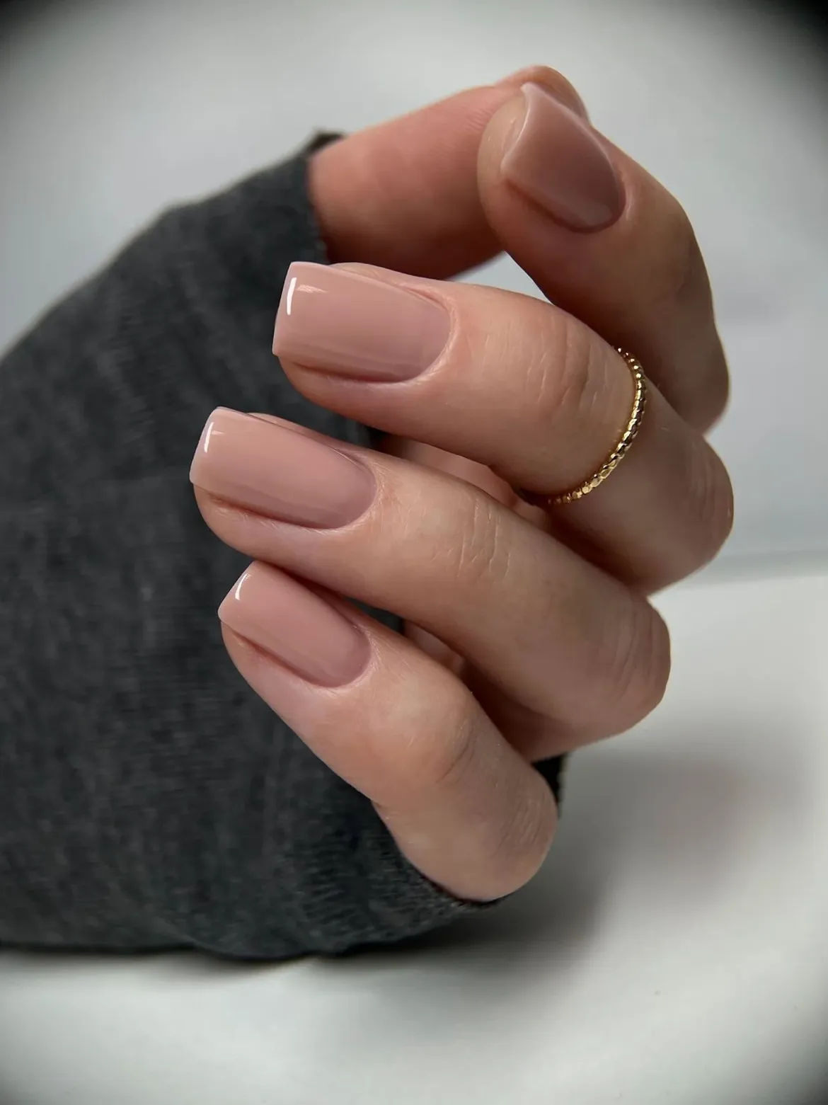 Cozy Warm Nude Square Gel Manicure