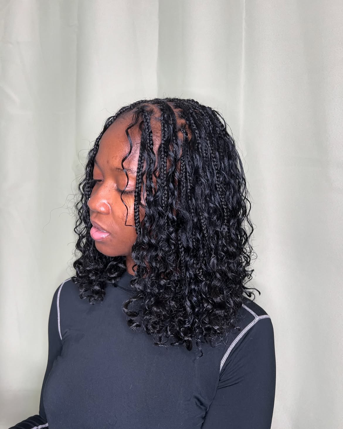 Curly Goddess Bob Braids With Loose Ends