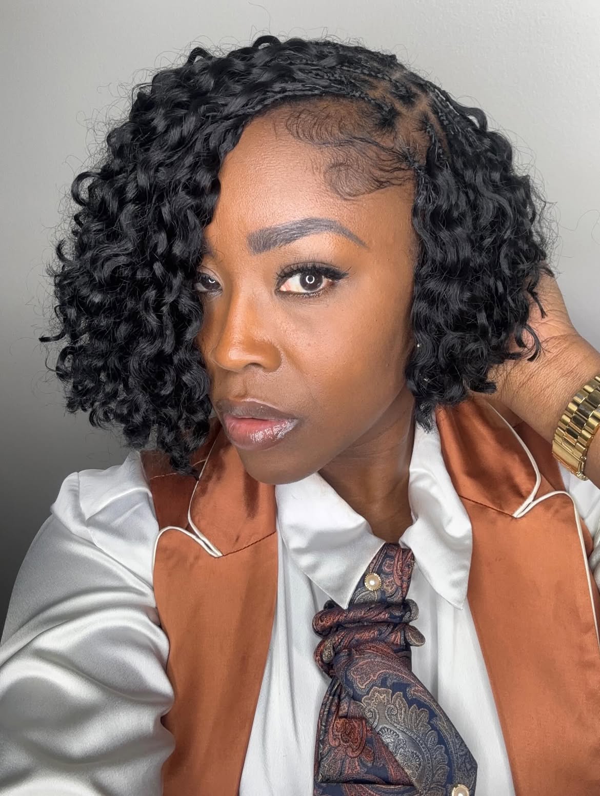 Curly Micro Braided Bob With Defined Baby Hairs