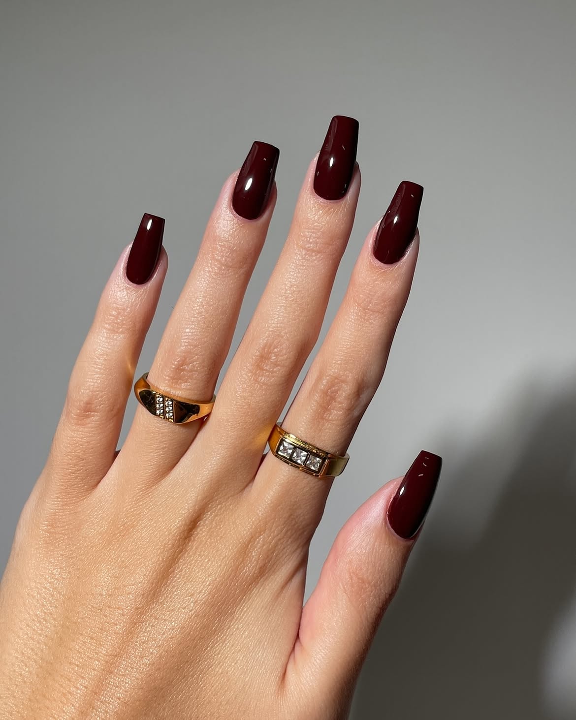 Deep Burgundy High Gloss Coffin Nails