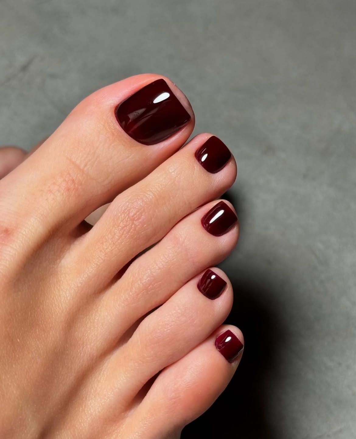 Deep Burgundy Square Pedicure