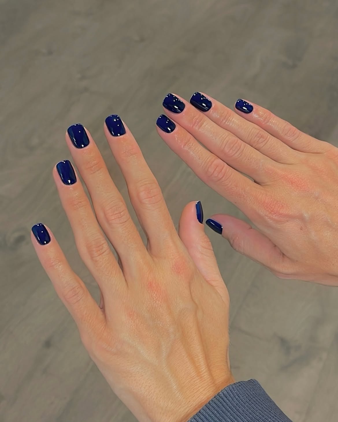 Deep Navy Blue Glossy Square Nails