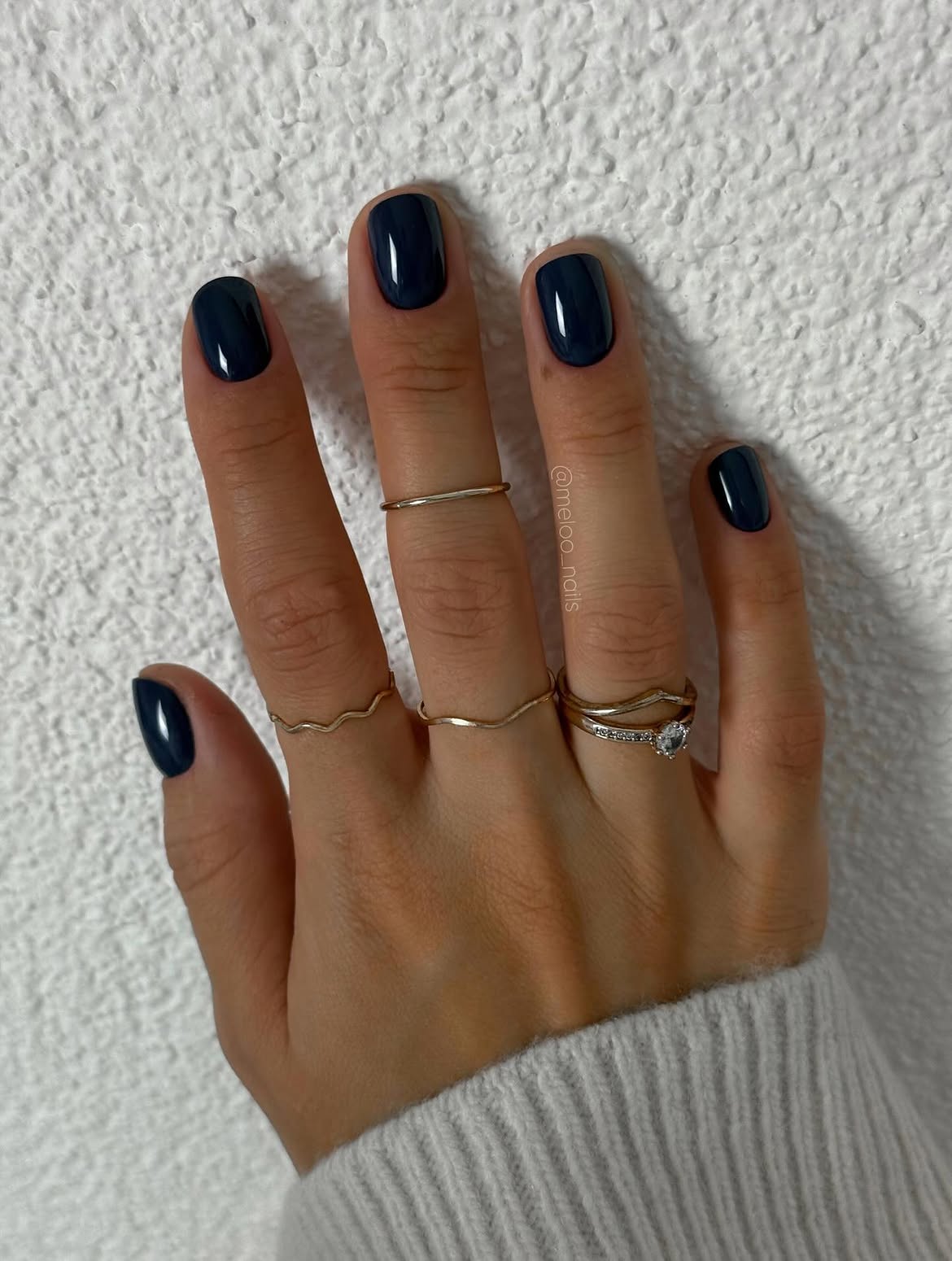 Deep Navy High Gloss Square Nails