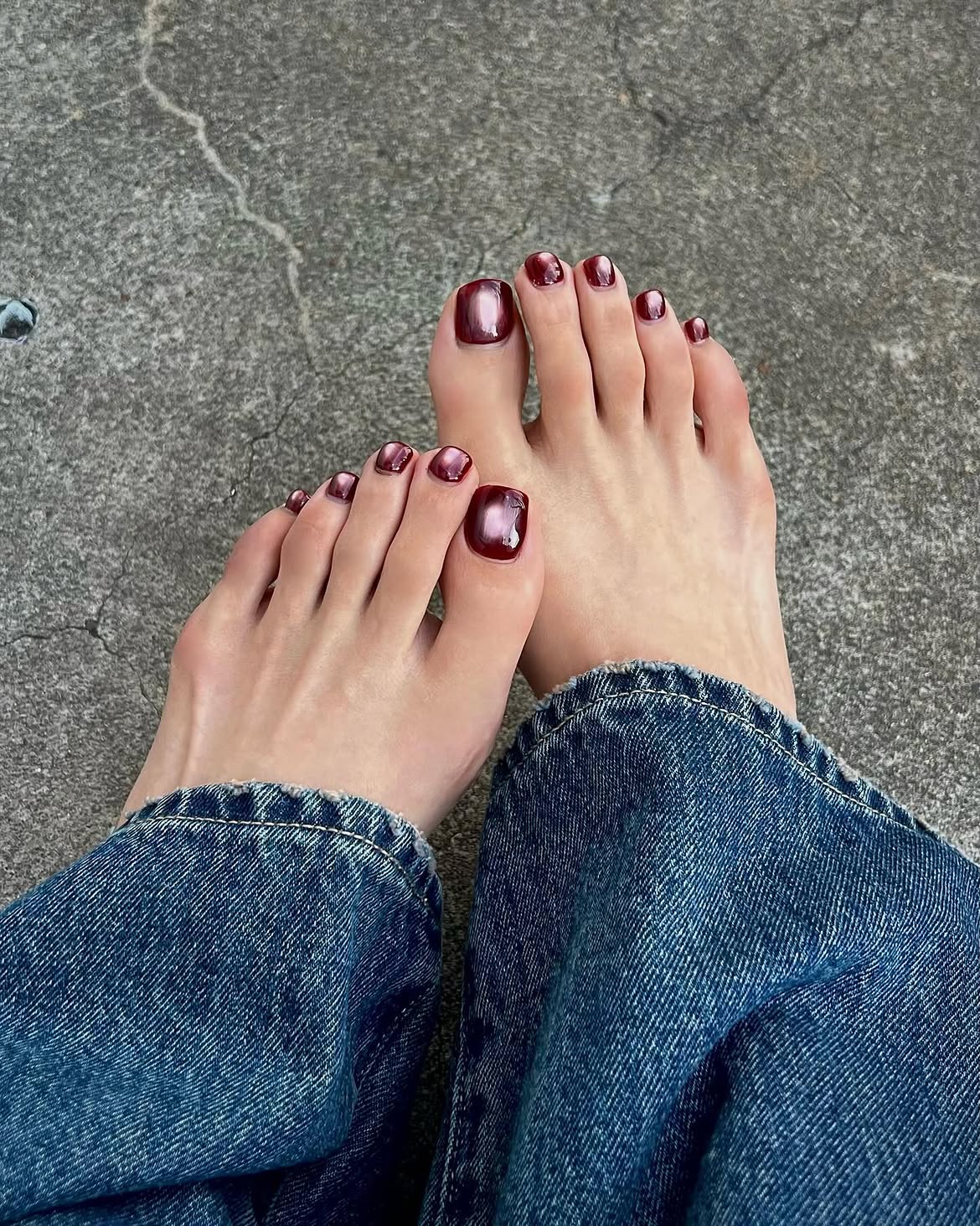 Deep Plum Chrome Square Pedicure
