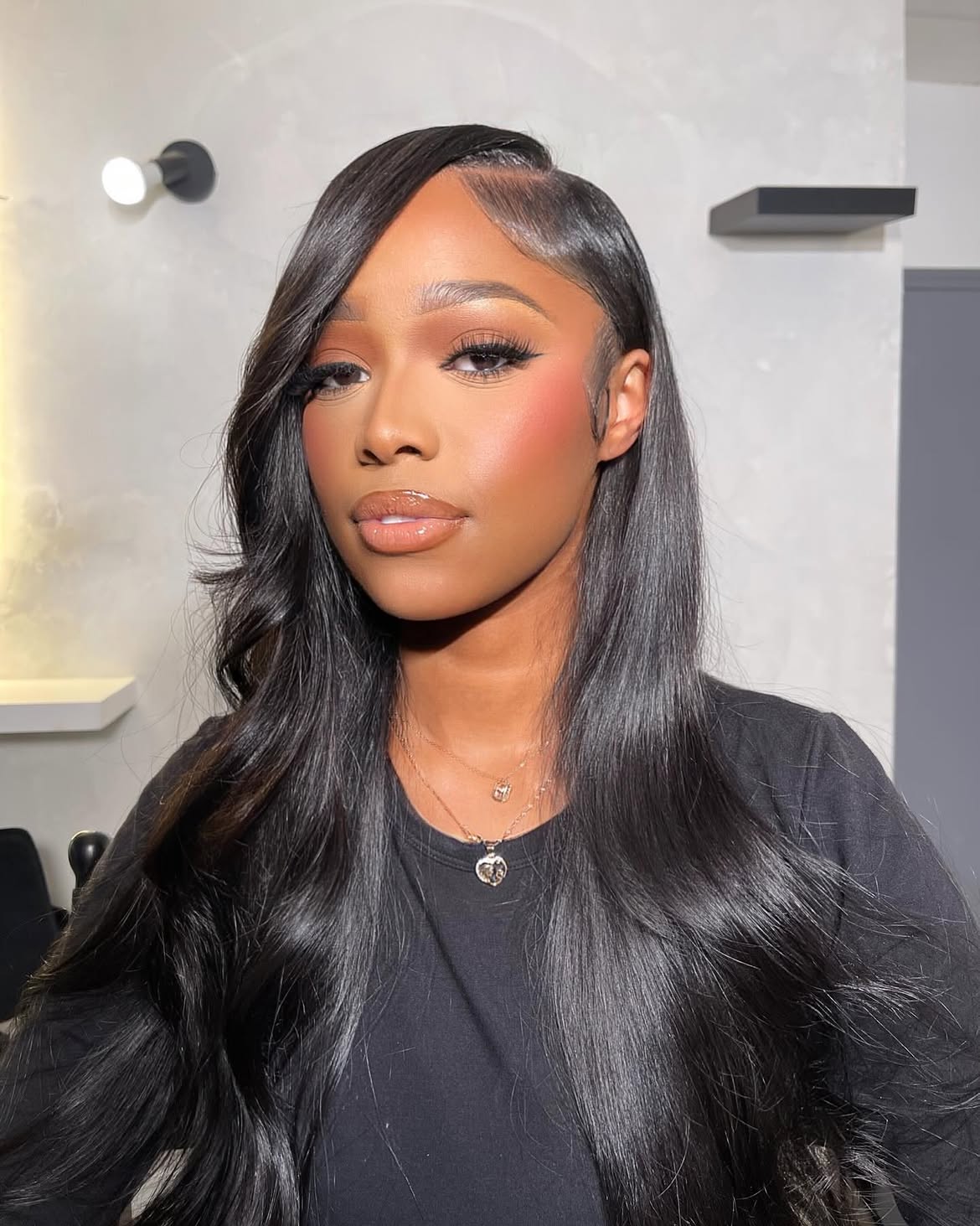 Deep Side Part Sleek Waves