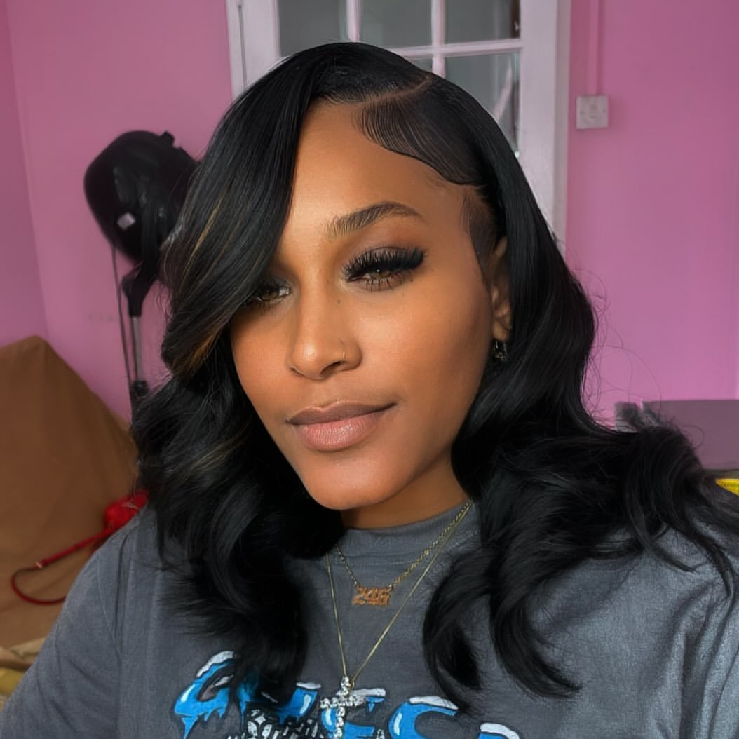 Deep Side Part Waves With Subtle Blonde Highlights