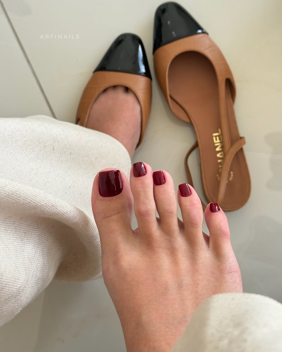 Deep Wine Red Square Pedicure