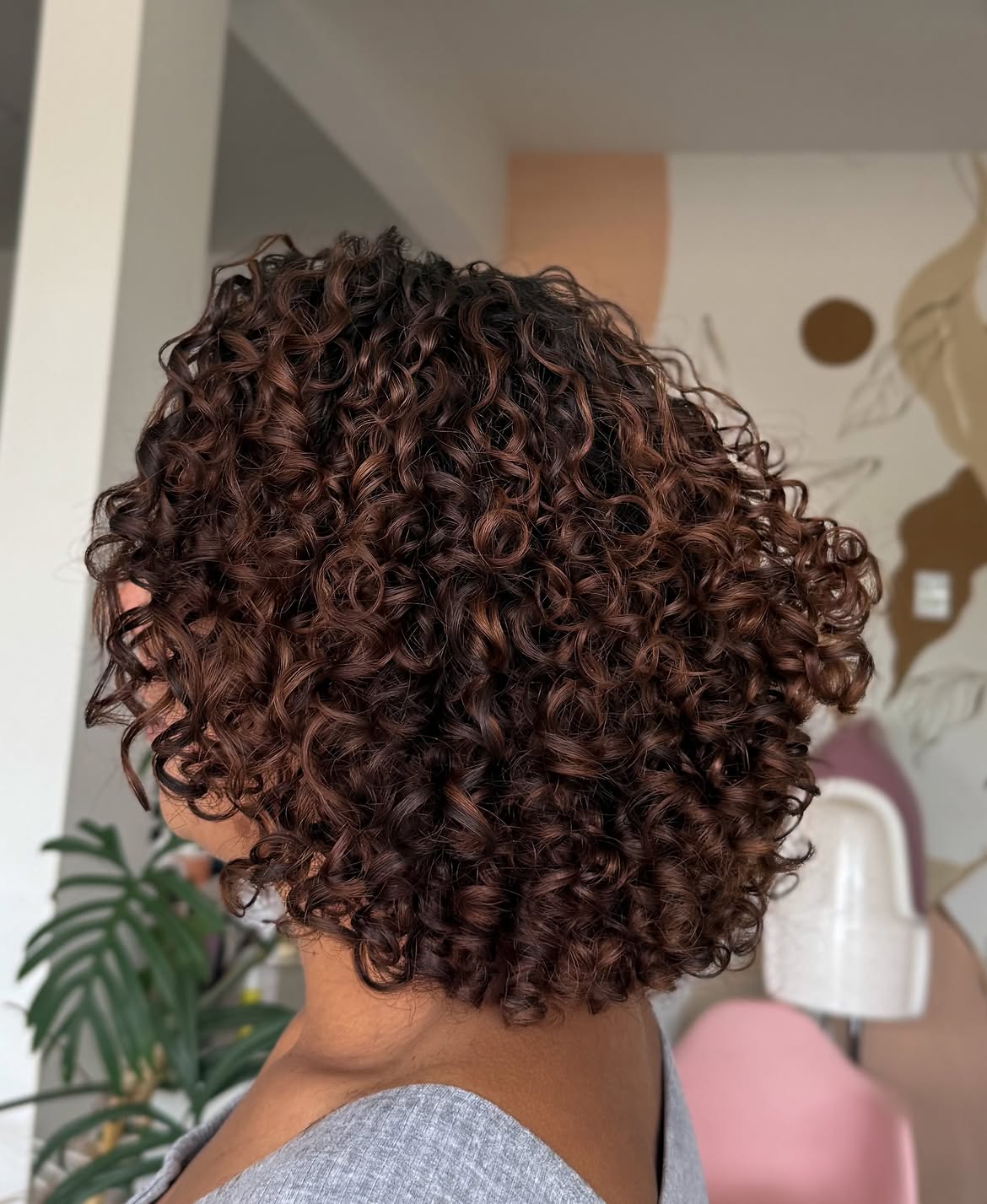 Defined Curly Bob With Rich Espresso Tones
