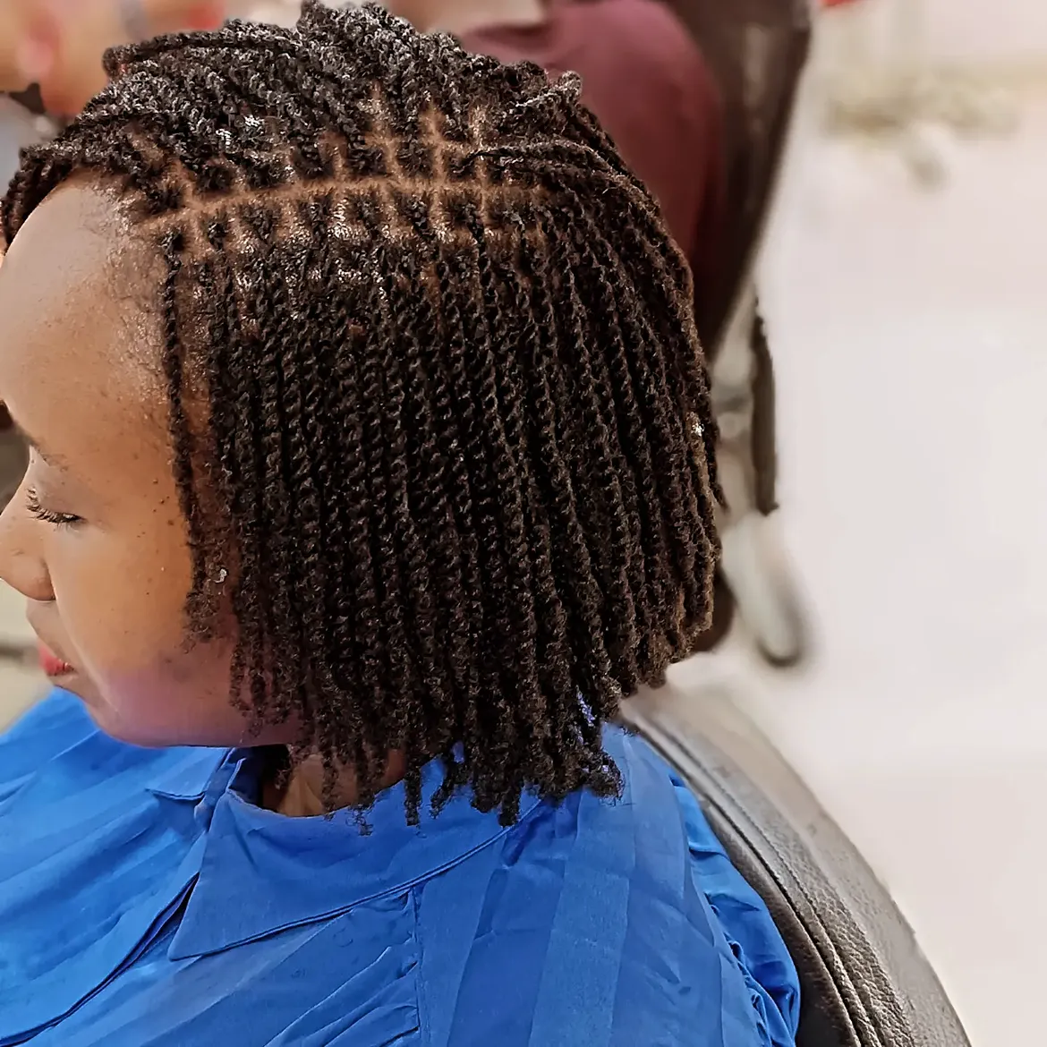 Defined Mini Twist Bob On Natural Coily Hair