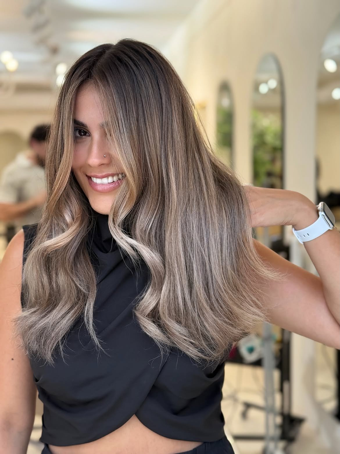 Dimensional Ash Brunette With Face Framing Highlights