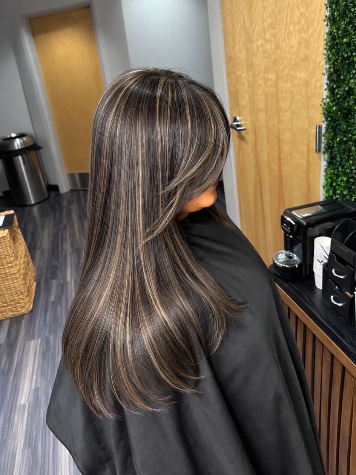 Dimensional Caramel Highlights On Long Dark Layers