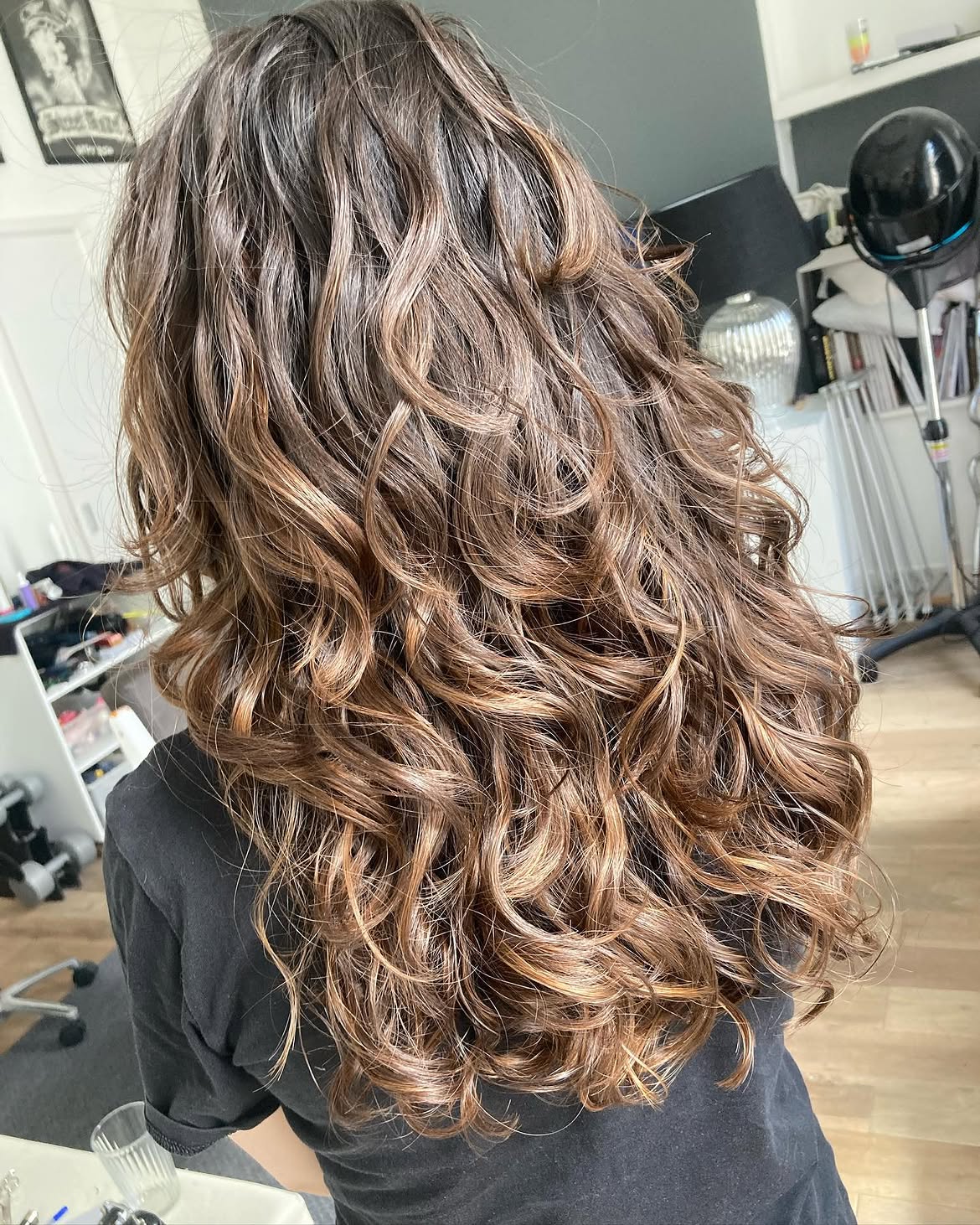 Dimensional Sun Kissed Waves On Long Layered Hair
