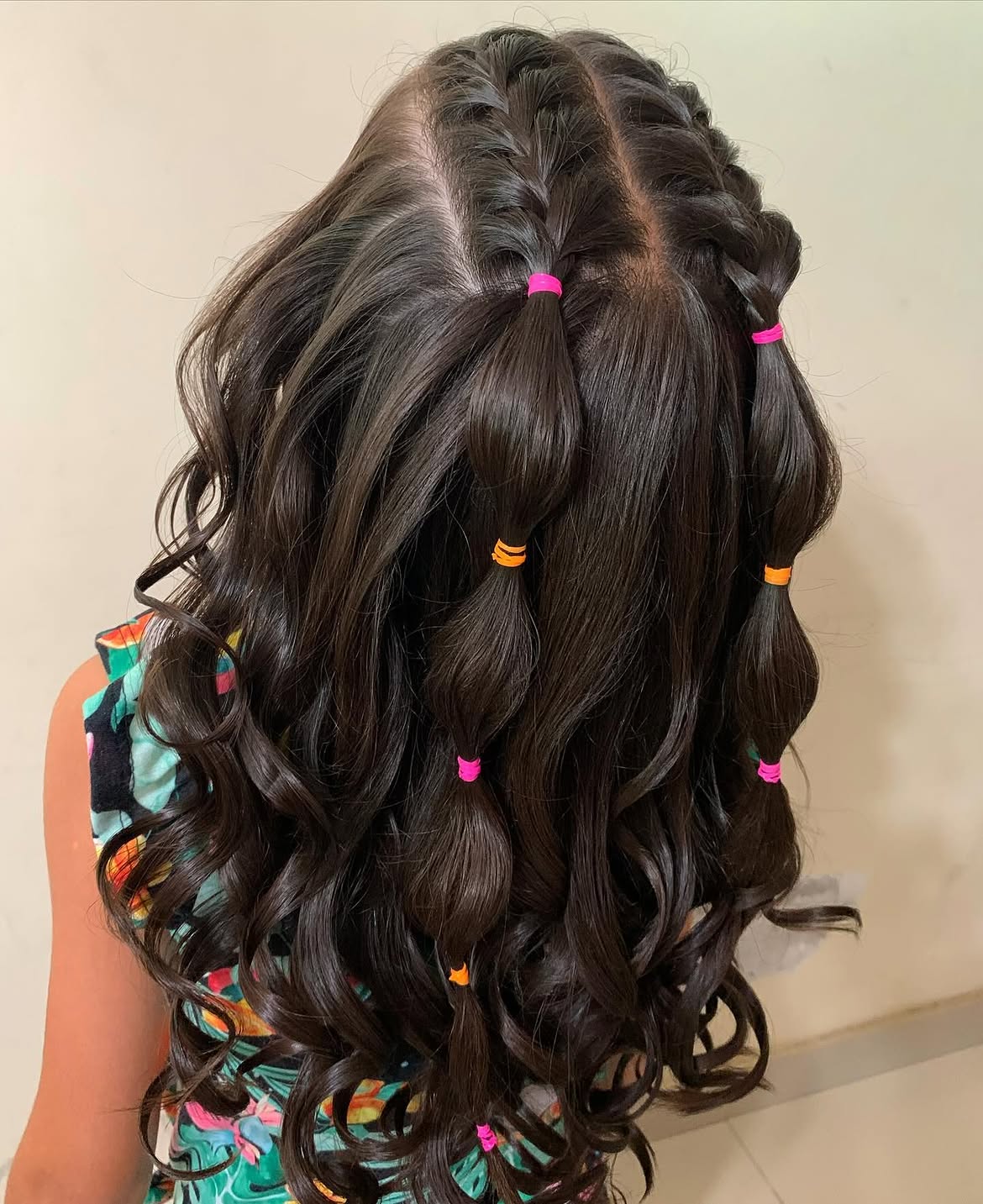 Double Bubble Braids With Vibrant Elastic Bands