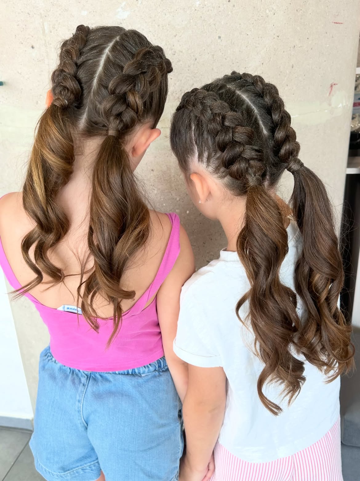 Double Dutch Braid Low Pigtails With Curls