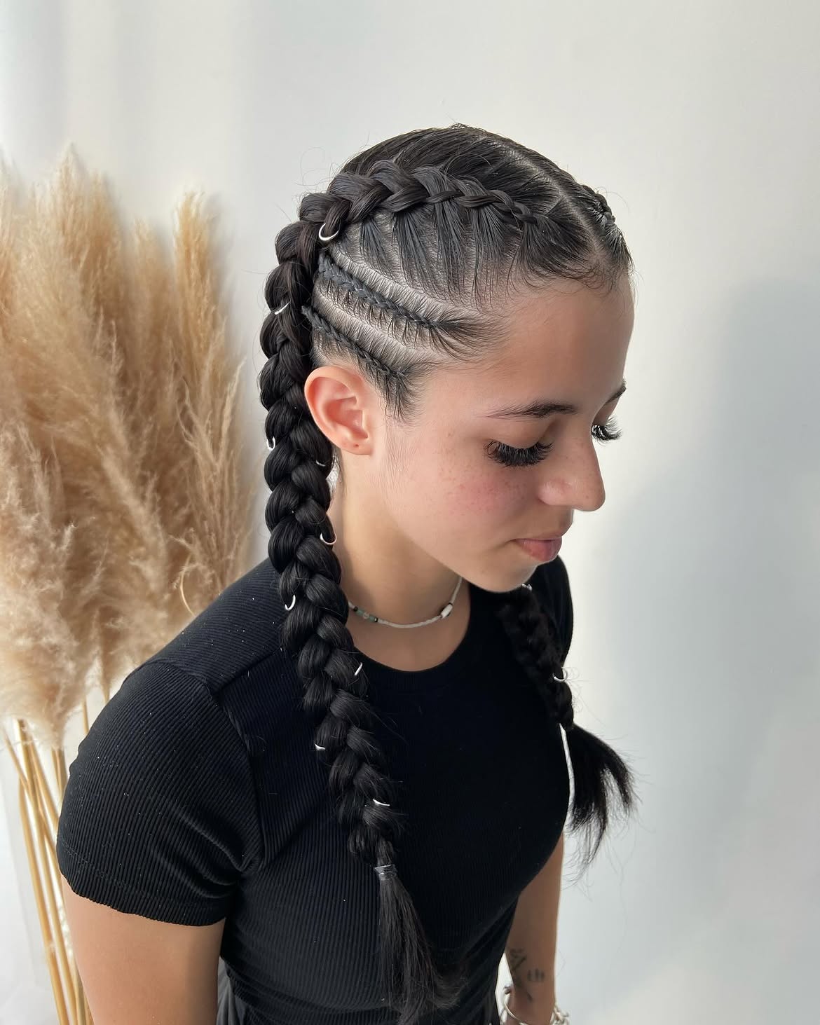 Double Dutch Braids With Accent Fishtail Sections