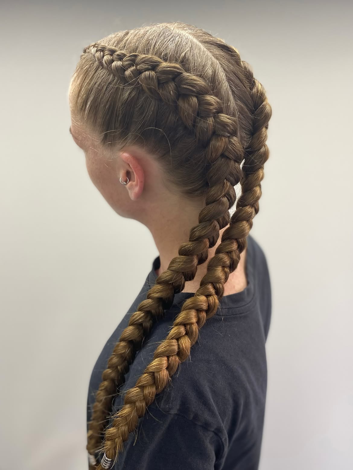 Double Dutch Braids With Caramel Balayage