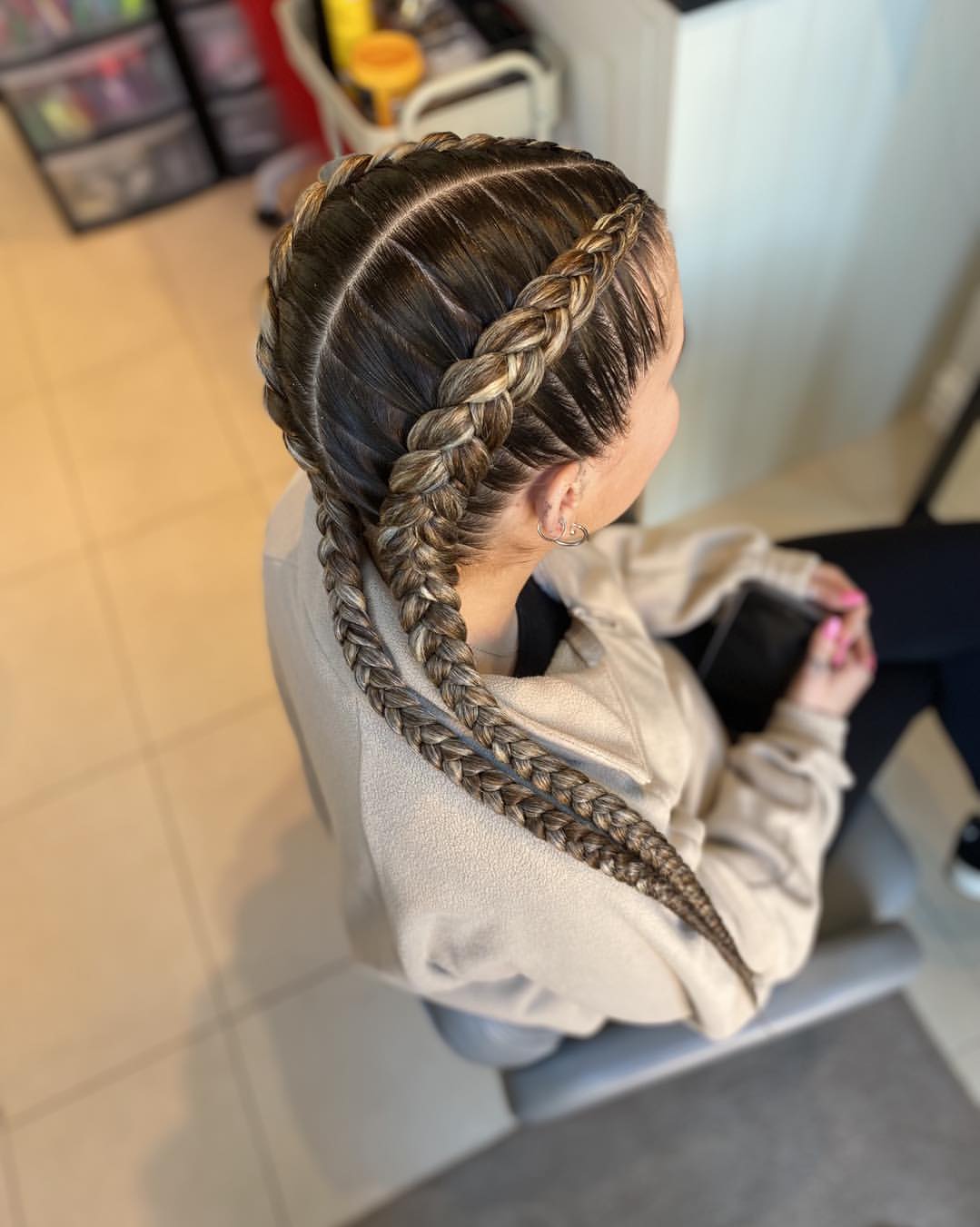 Double Dutch Braids With Honey Blonde Highlights