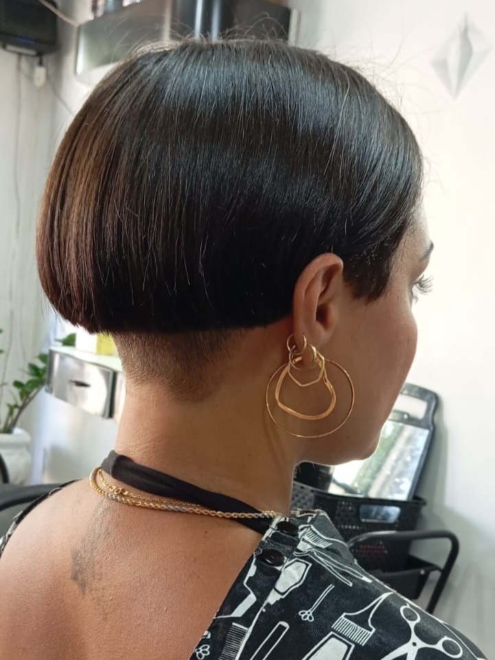 Edgy Nape Undercut With Sleek Rounded Bob