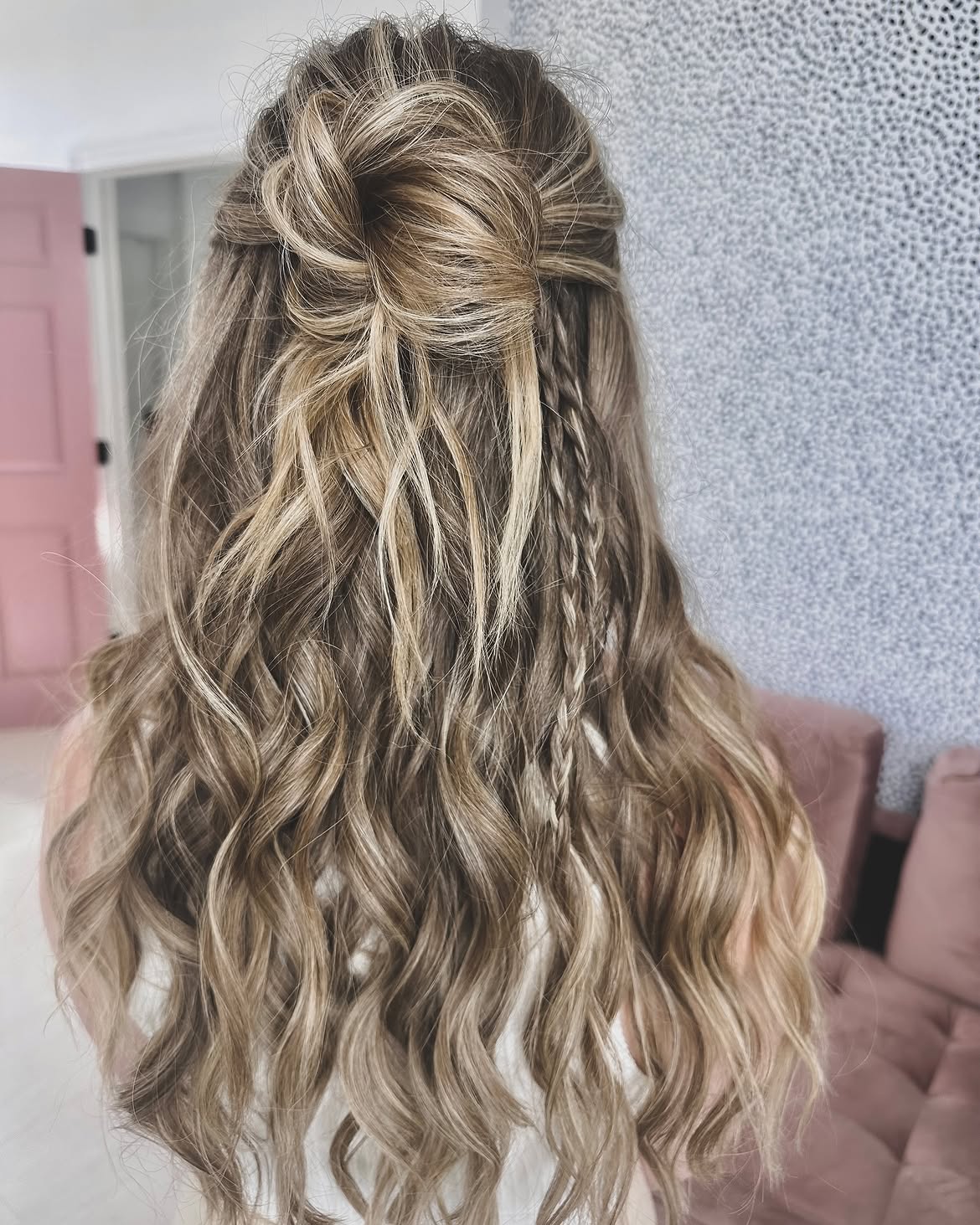 Effortless Braided Half-Up Bun With Beach Waves