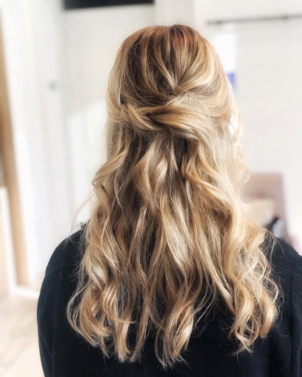 Effortless Twisted Half-Up Beach Waves