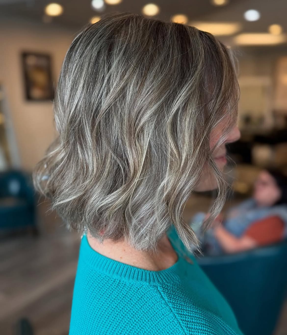 Effortless Wavy Bob With Blended Grey