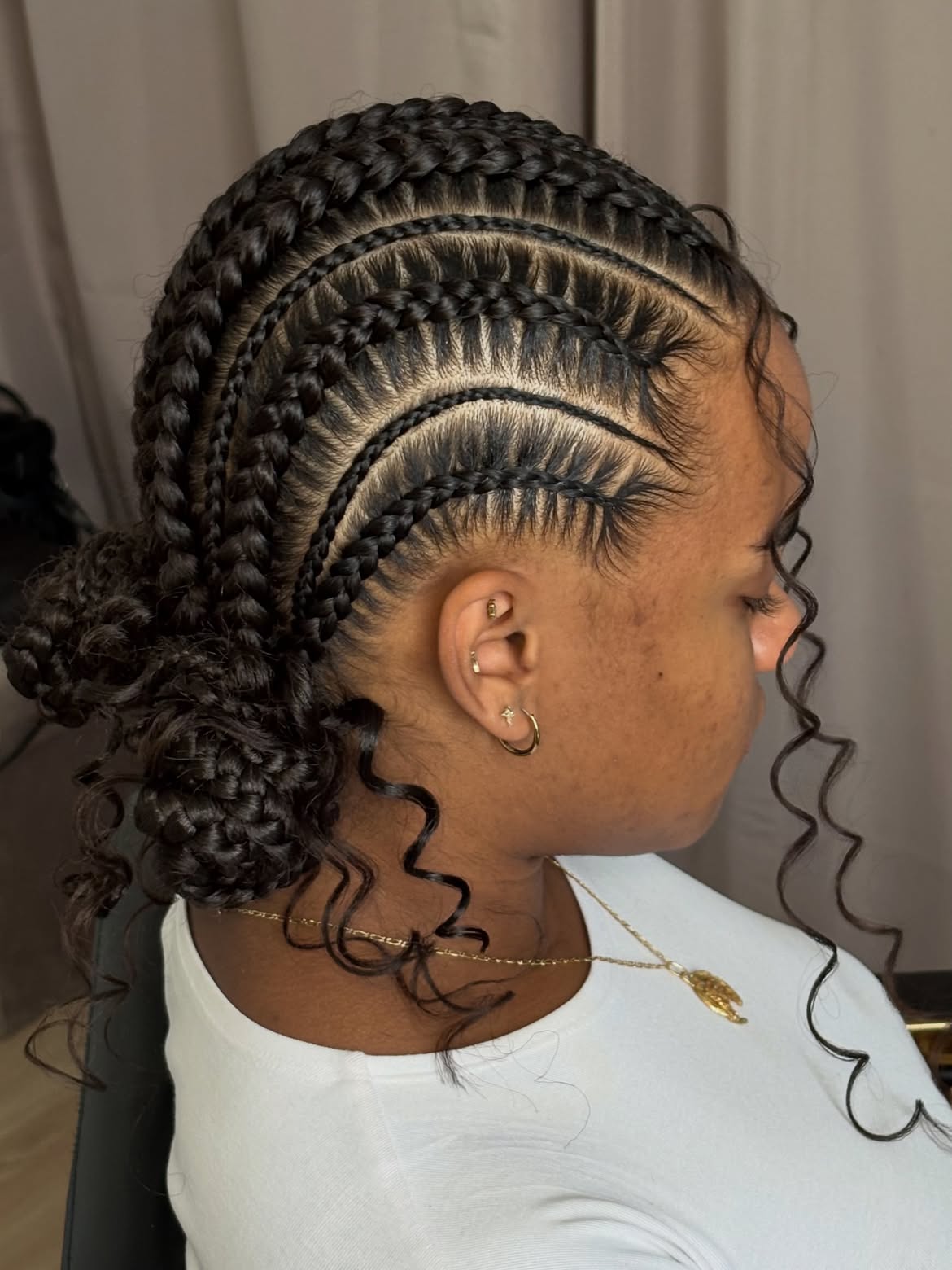 Elegant Feed In Braids With Low Twisted Bun