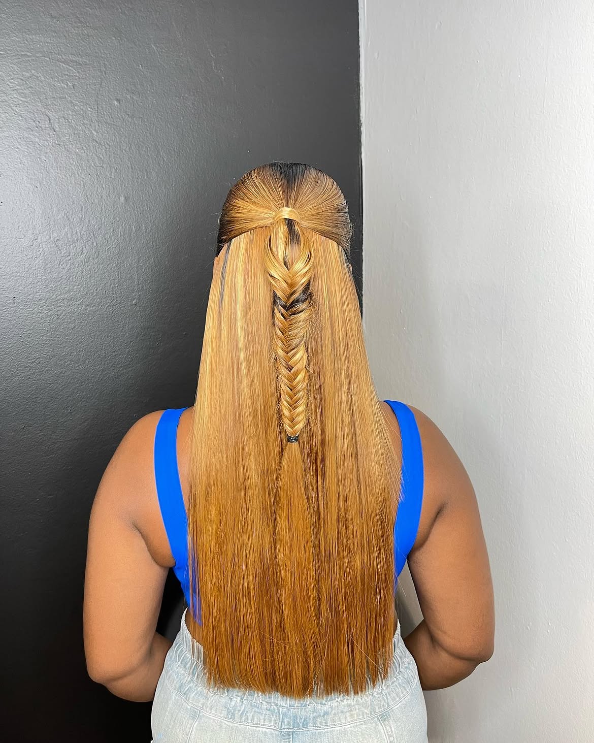 Elegant Fishtail Braid Half-Up Hairstyle