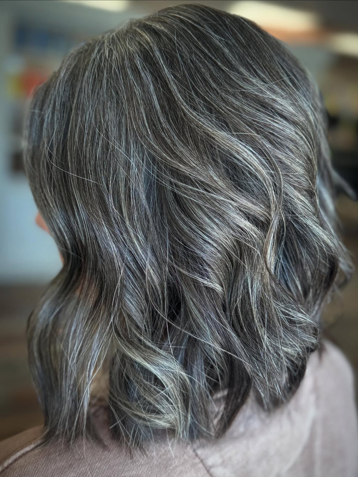 Elegant Grey Blend With Soft Beachy Waves
