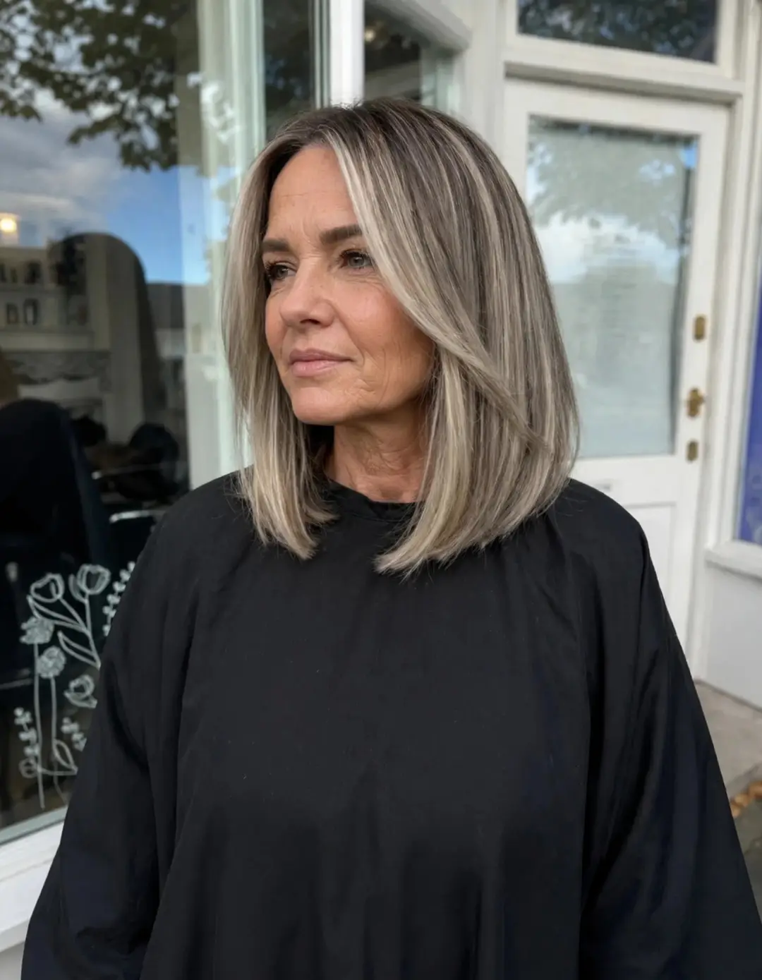 Elegant Grey Blending With Face Framing Layers
