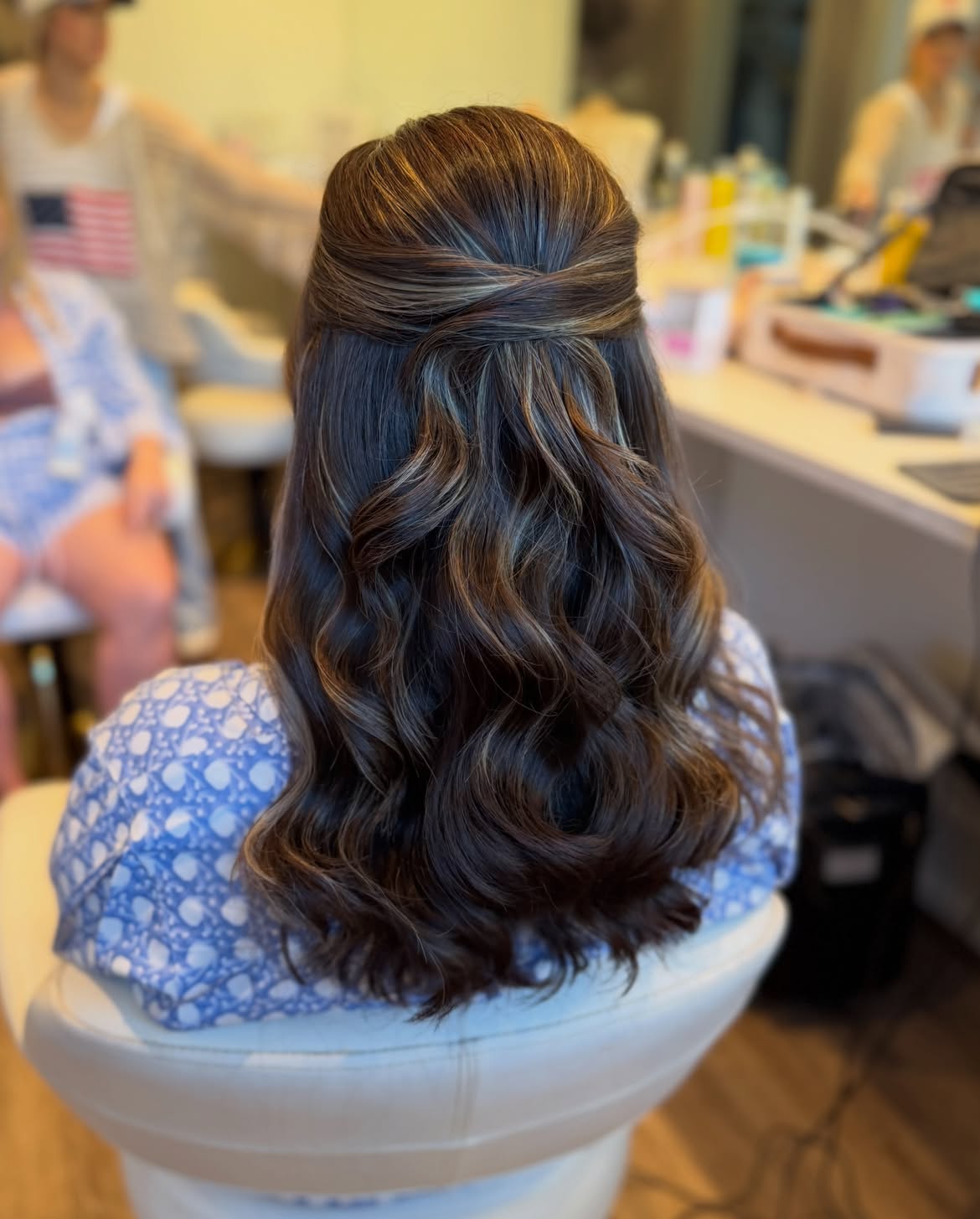 Elegant Twisted Half-Up Bridal Waves