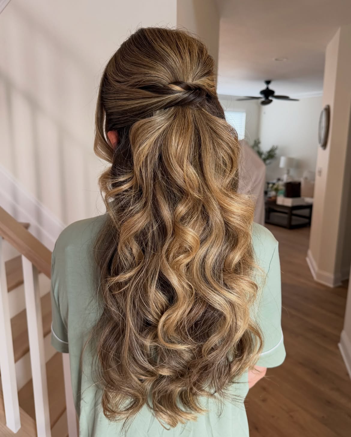Elegant Twisted Half-Up Bridal Waves