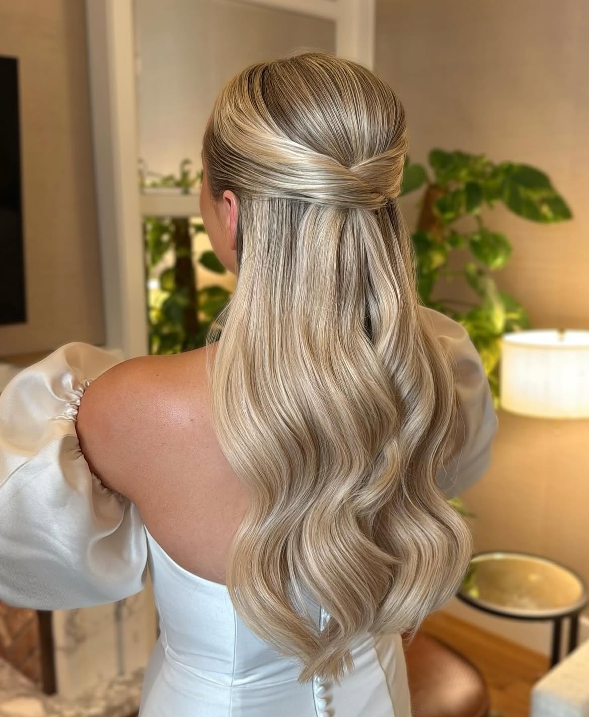 Elegant Twisted Half Up Half Down Waves