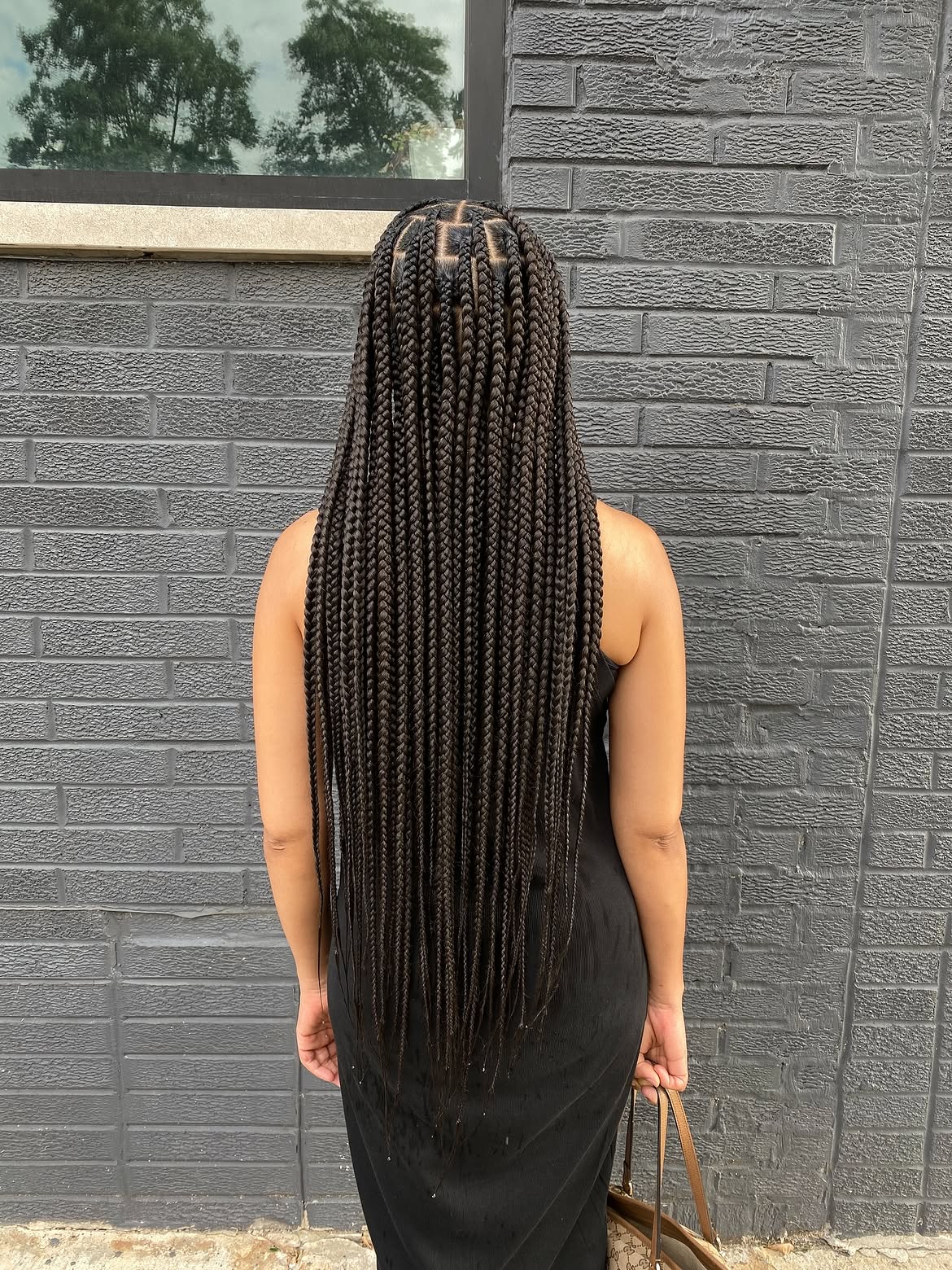Extra Long Box Braids With Defined Square Parts