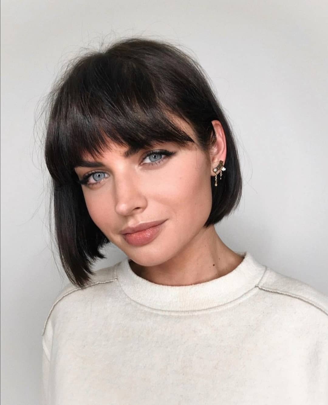 French Chic Jaw Length Bob With Wispy Fringe