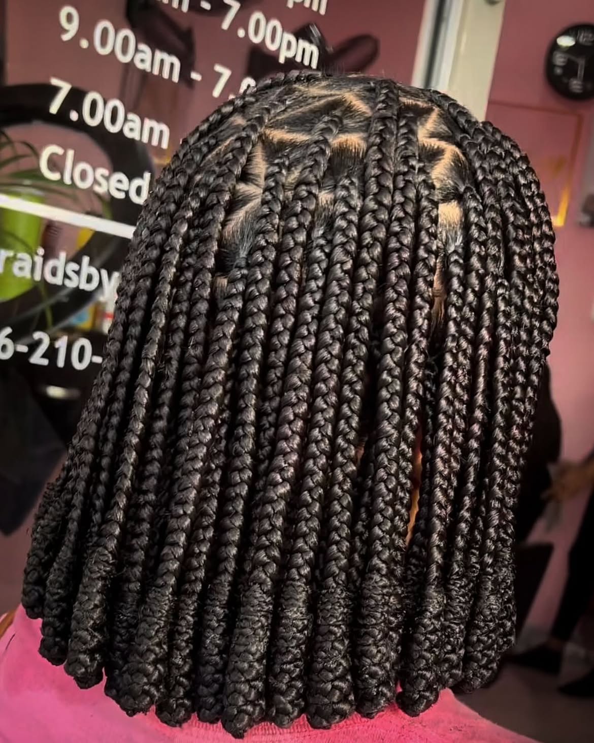 Geometric Box Braid Bob In Jet Black