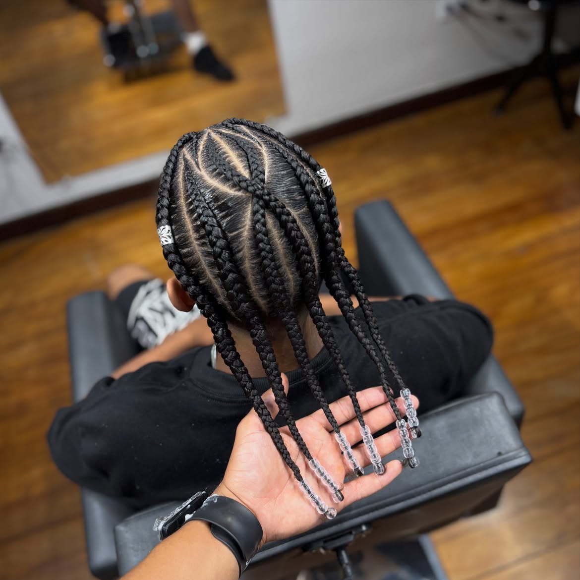Geometric Stitch Braids With Clear Hair Beads