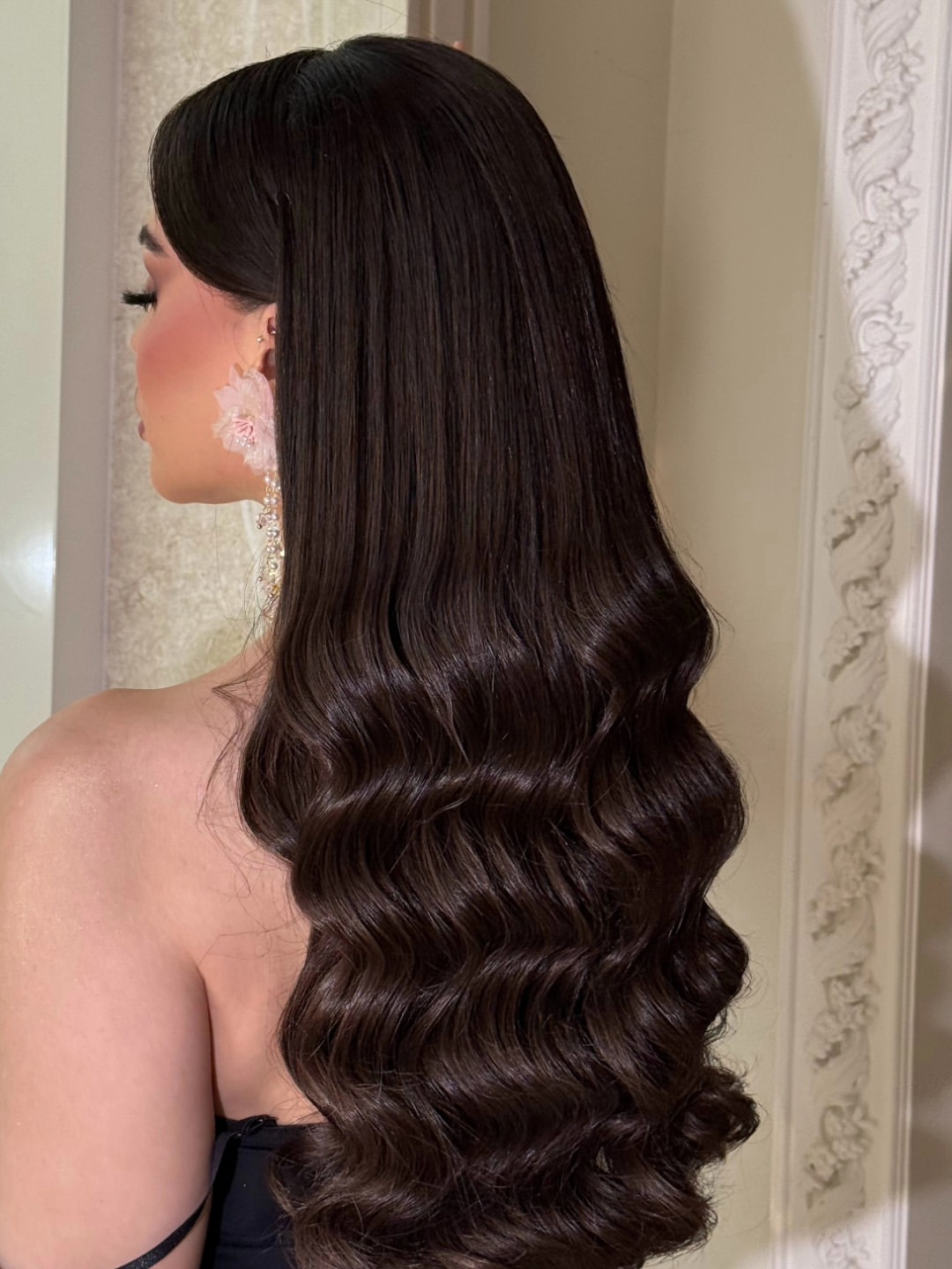 Glamorous Deep Brunette Long Wavy Hollywood Waves