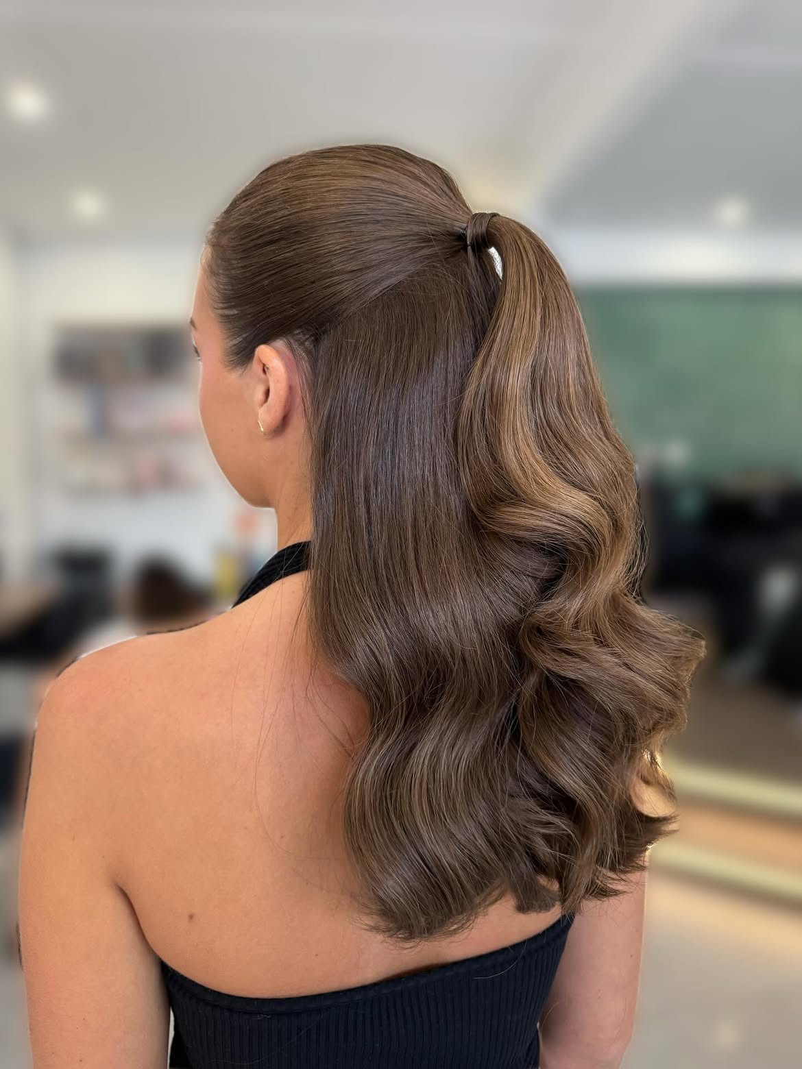 Glamorous Half Up Half Down Wavy Ponytail