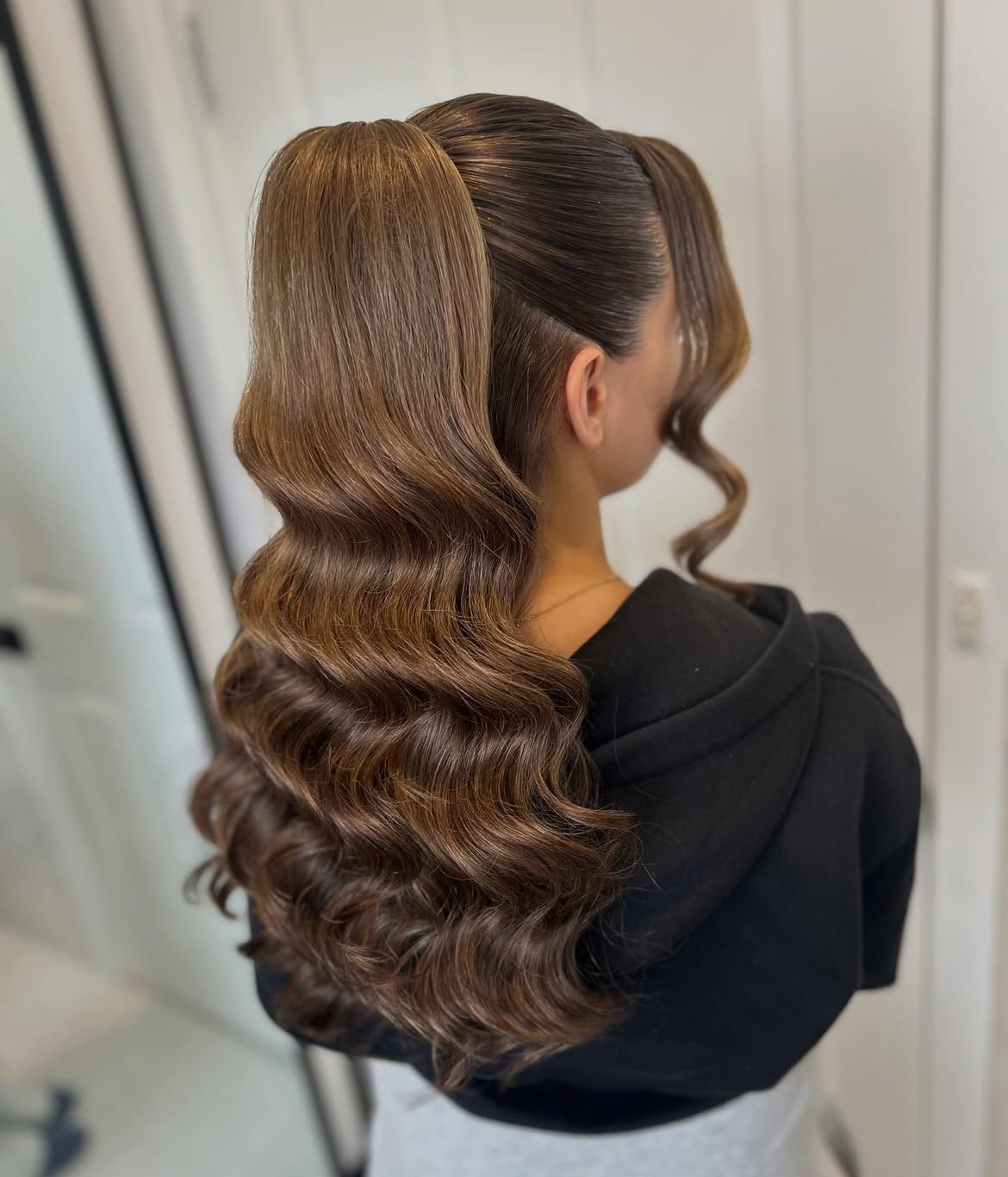 Glamorous High Pigtails With Deep Hollywood Waves