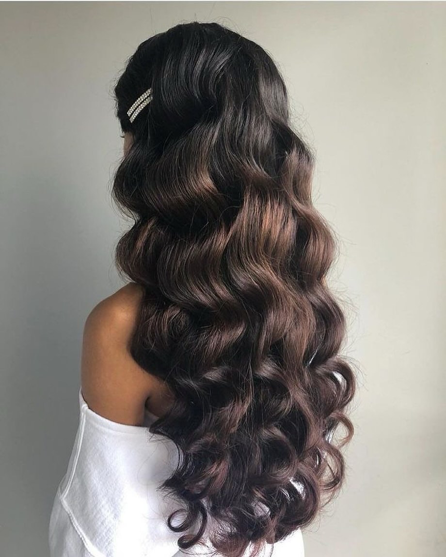 Glamorous Hollywood Waves With Crystal Hair Clip