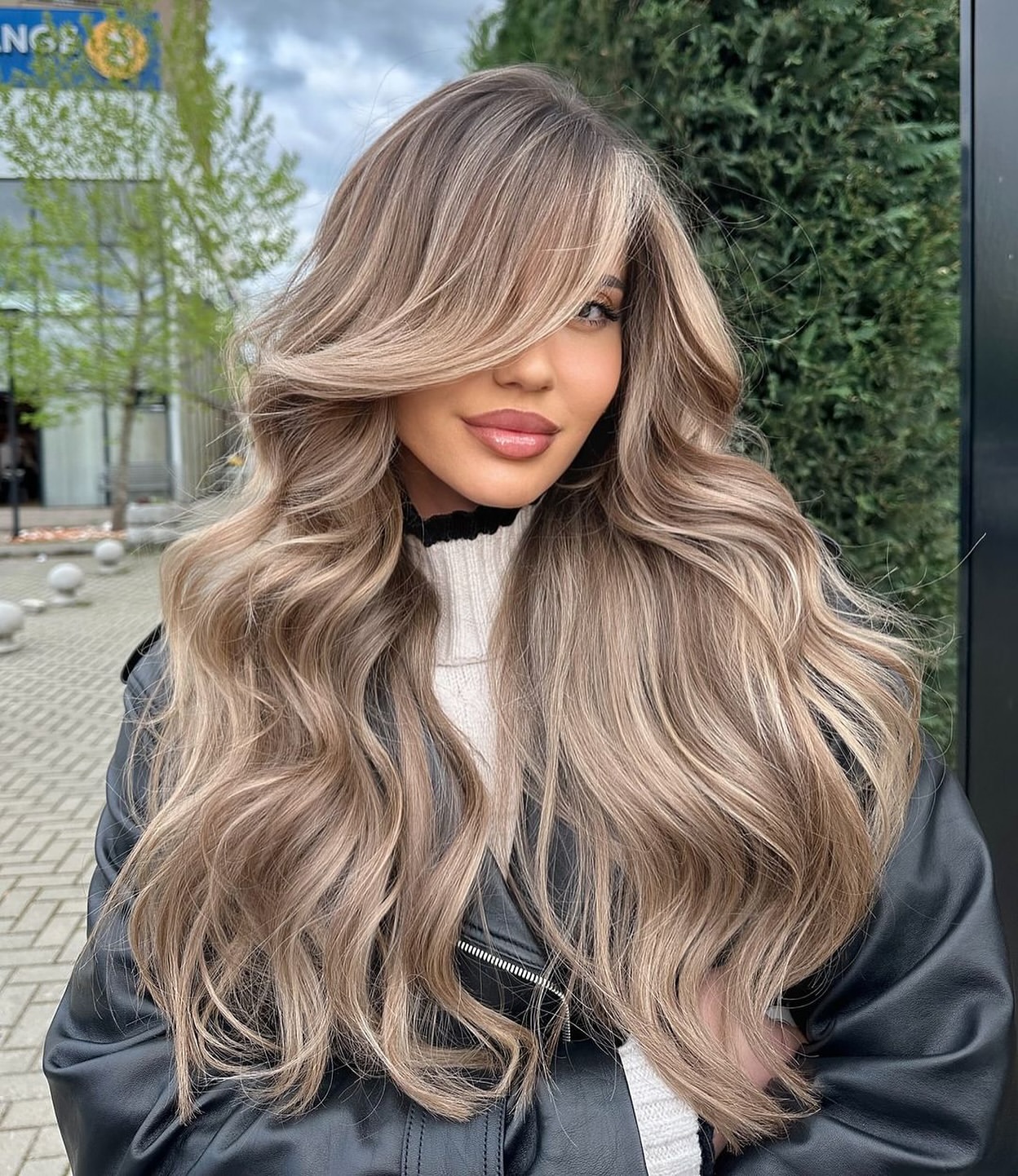 Glamorous Side-Swept Waves With Ashy Blonde Highlights