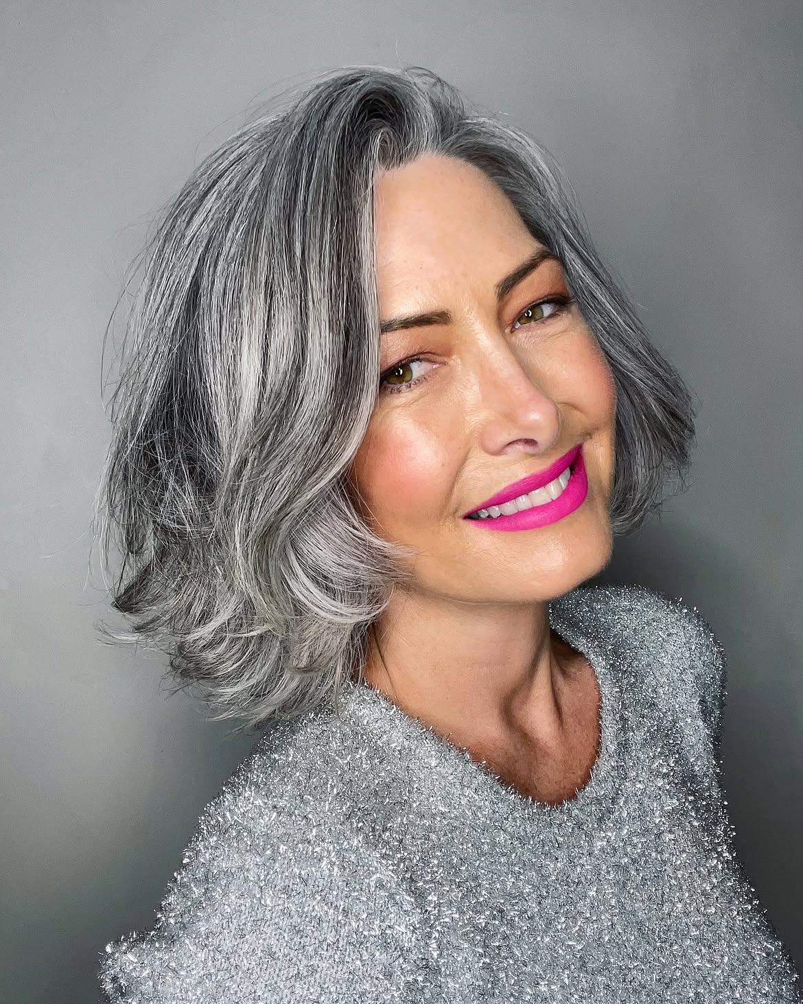 Glamorous Silver Bob With Textured Waves