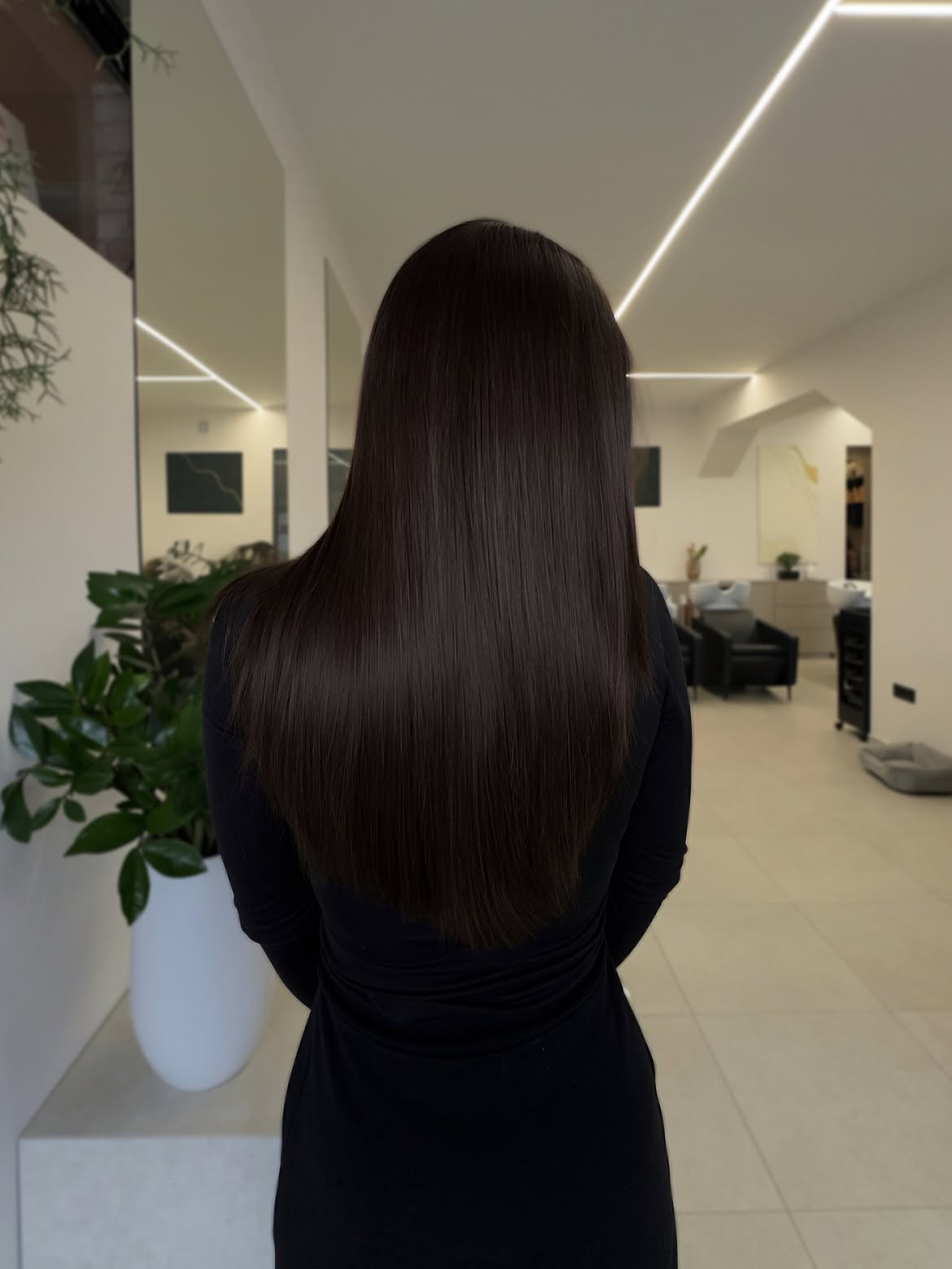 Glossy Chocolate Brown Sleek Hair