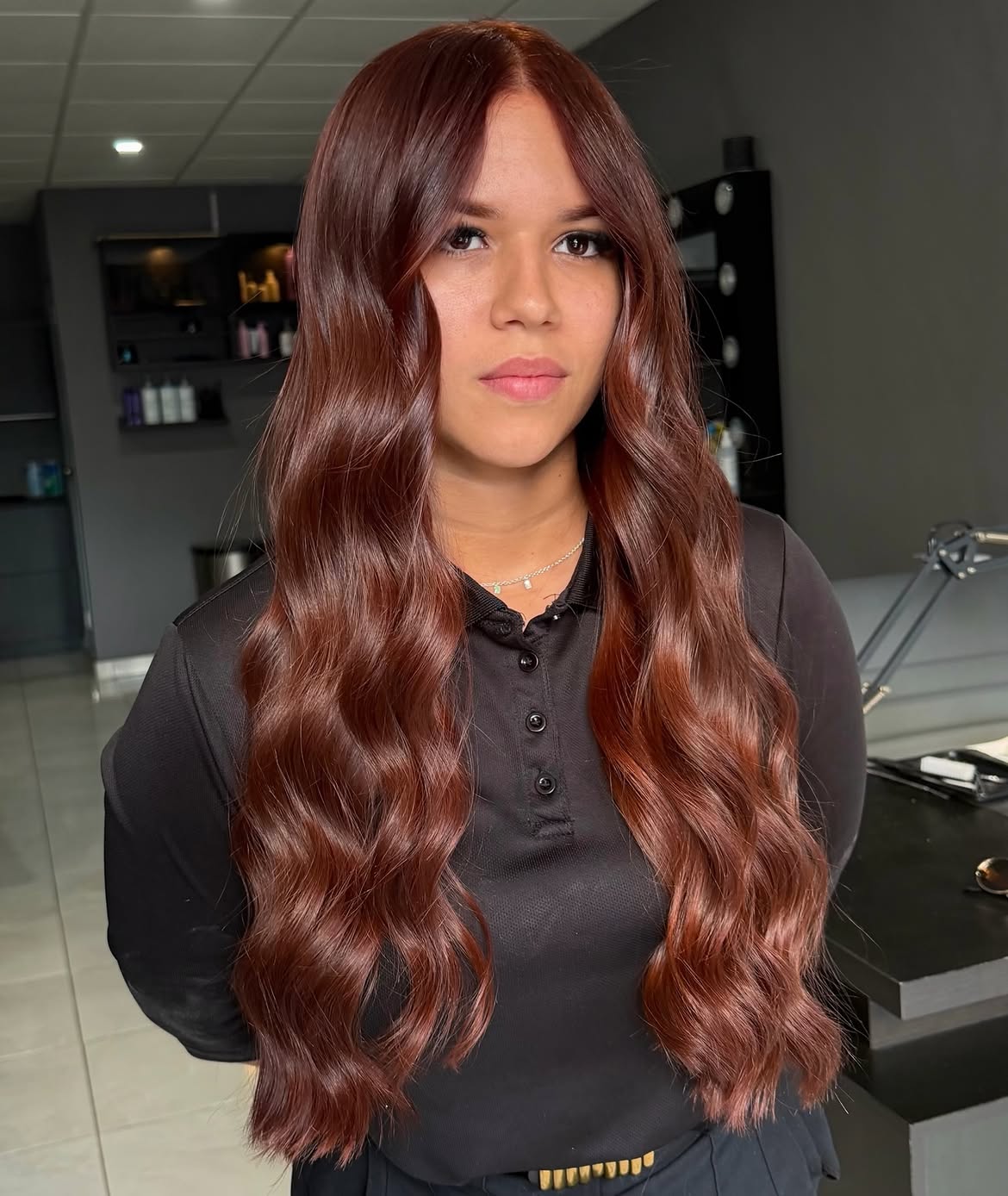 Glossy Deep Copper Brown With Soft Face Framing