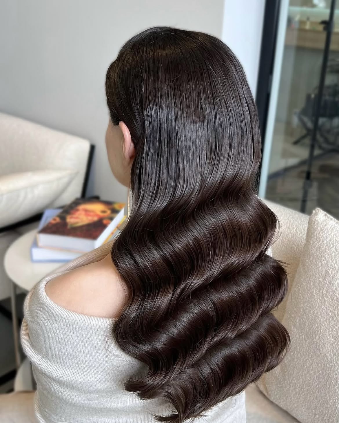 Glossy Espresso Waves With Deep Romantic Texture